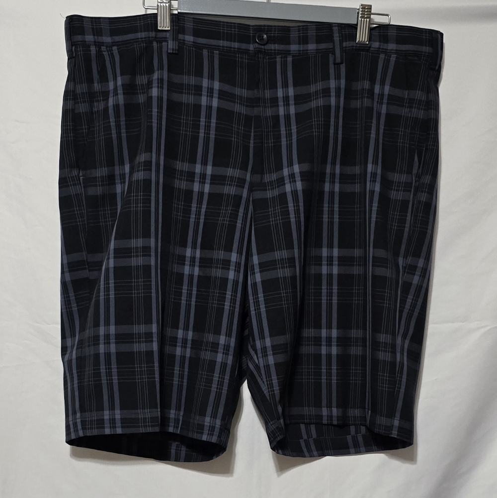 IZOD Men’s Dark Plaid Flat Front Shorts – Classic Fit, Polished Casual Style